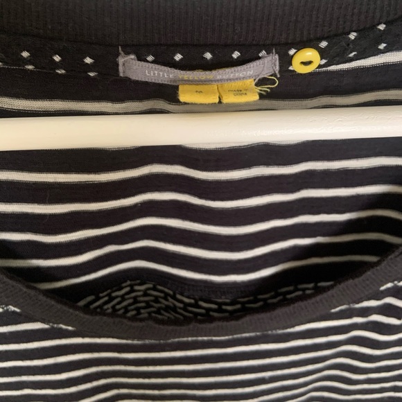 Anthro Little Yellow Button Black White Print Top M - Picture 7 of 7